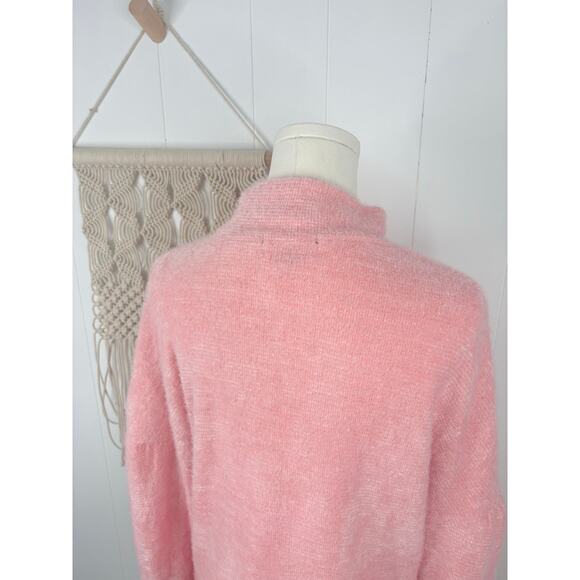 Sanctuary Pink Eyelash Knit Mock Neck Sweater Womens Medium Plush Popover - Picture 6 of 8